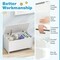 White MDF Toy Box for Kids with Safety Features and Rounded Edges Ample Storage and Portable Handles